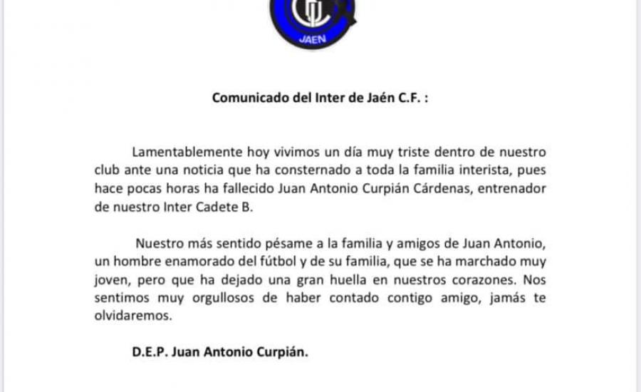 Fallecimiento de Juan Antonio Curpián